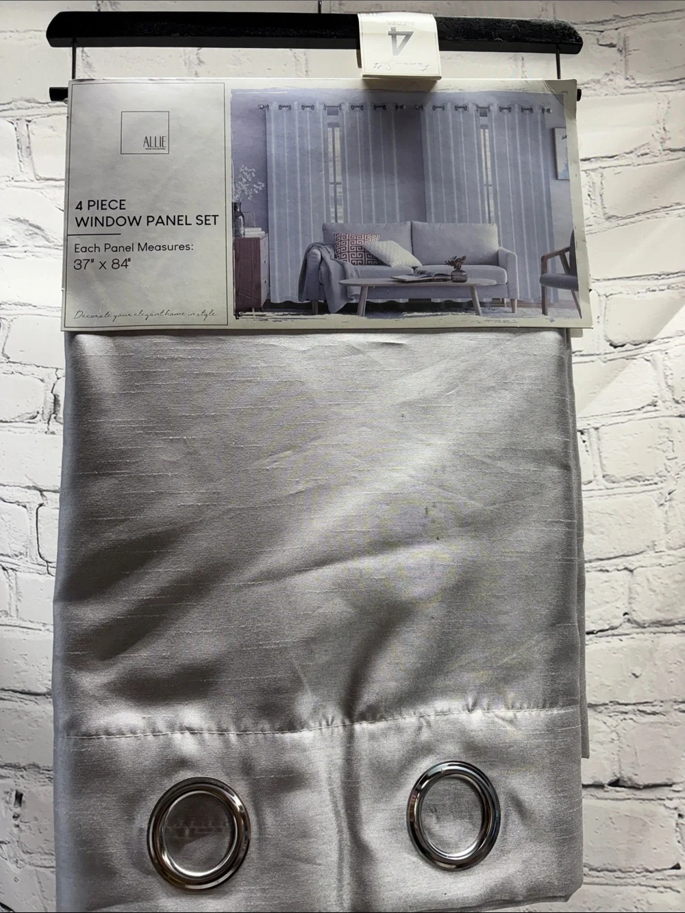 Silver Grommet Curtain Panels - 4 Piece Set